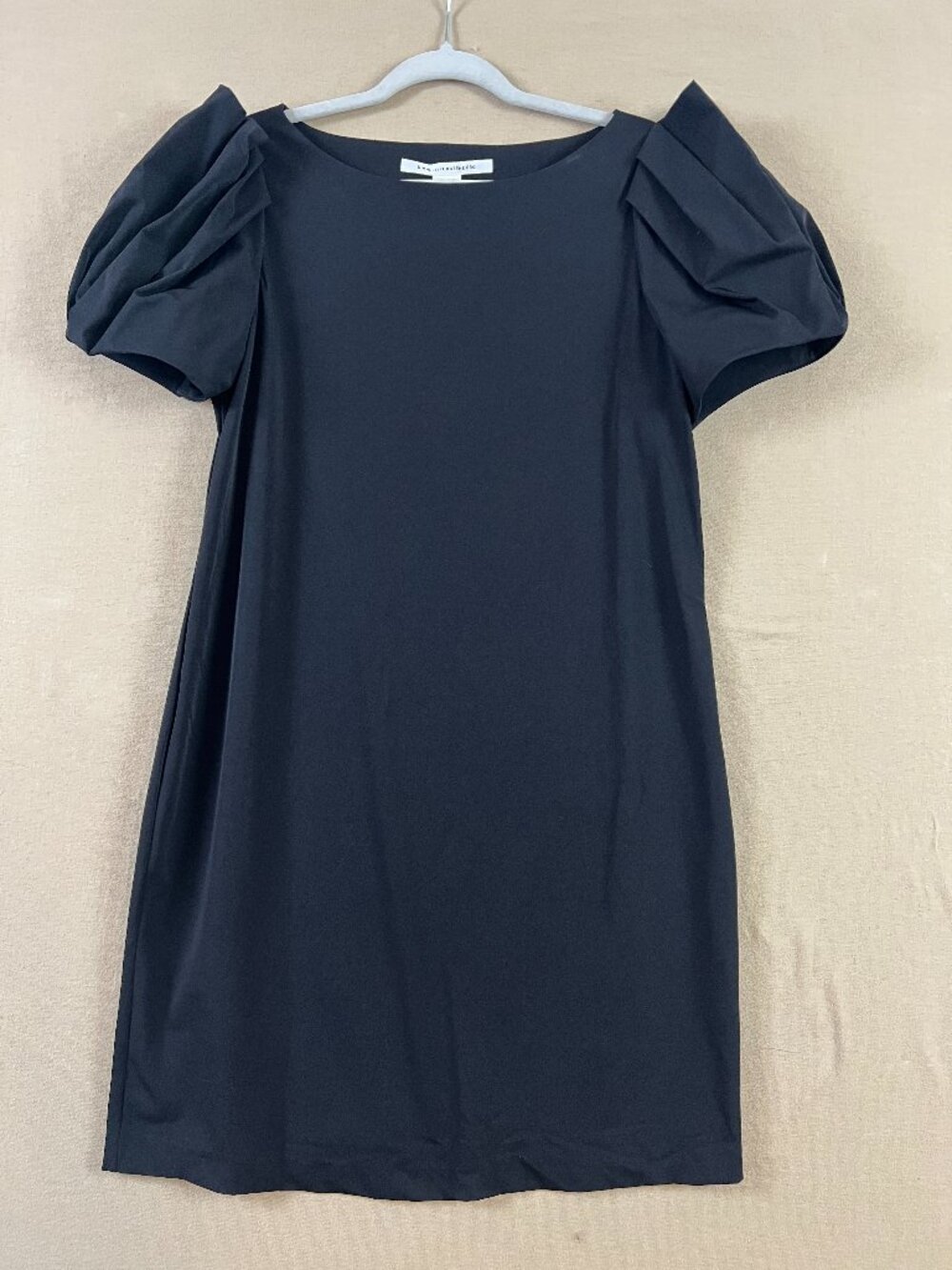 Diane Von furstenberg Black Lionel Puff Sleeve Shift Mini Dress Statement NWT